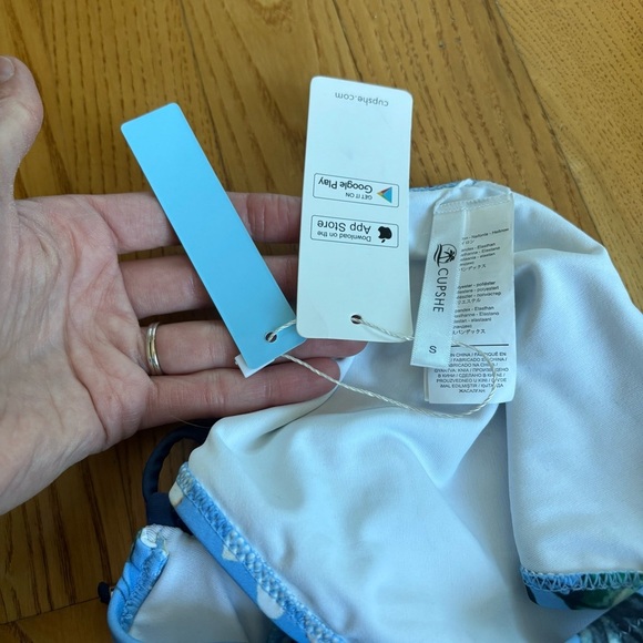 Cupshe small swimsuit bottoms floral watercolor womens size small blue swimming - Picture 6 of 11